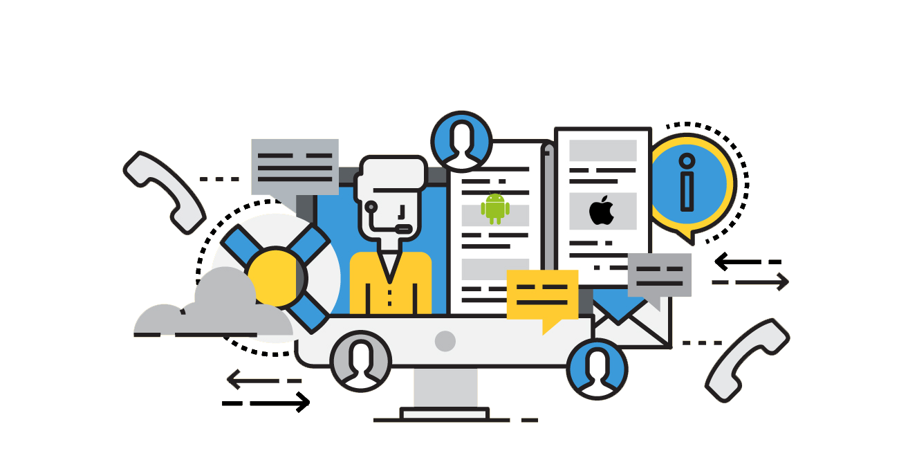 Flat Line Customer Support Agent Illustration