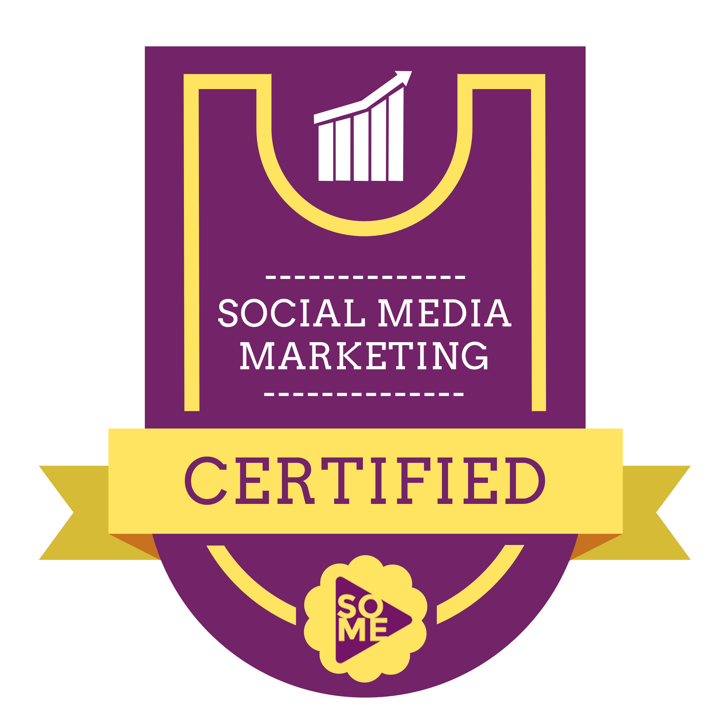 Social Media Marketing Certified Badge, Purple Yellow