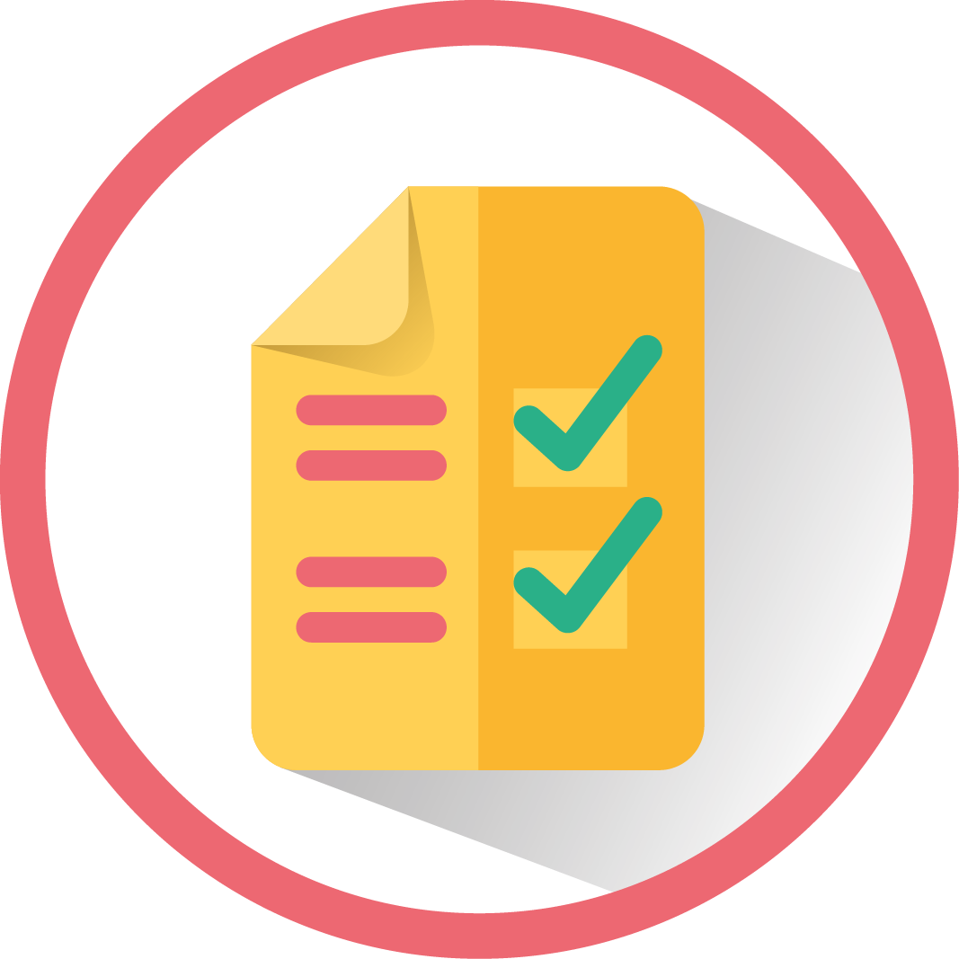Yellow Flat Checklist Document with Checkmarks