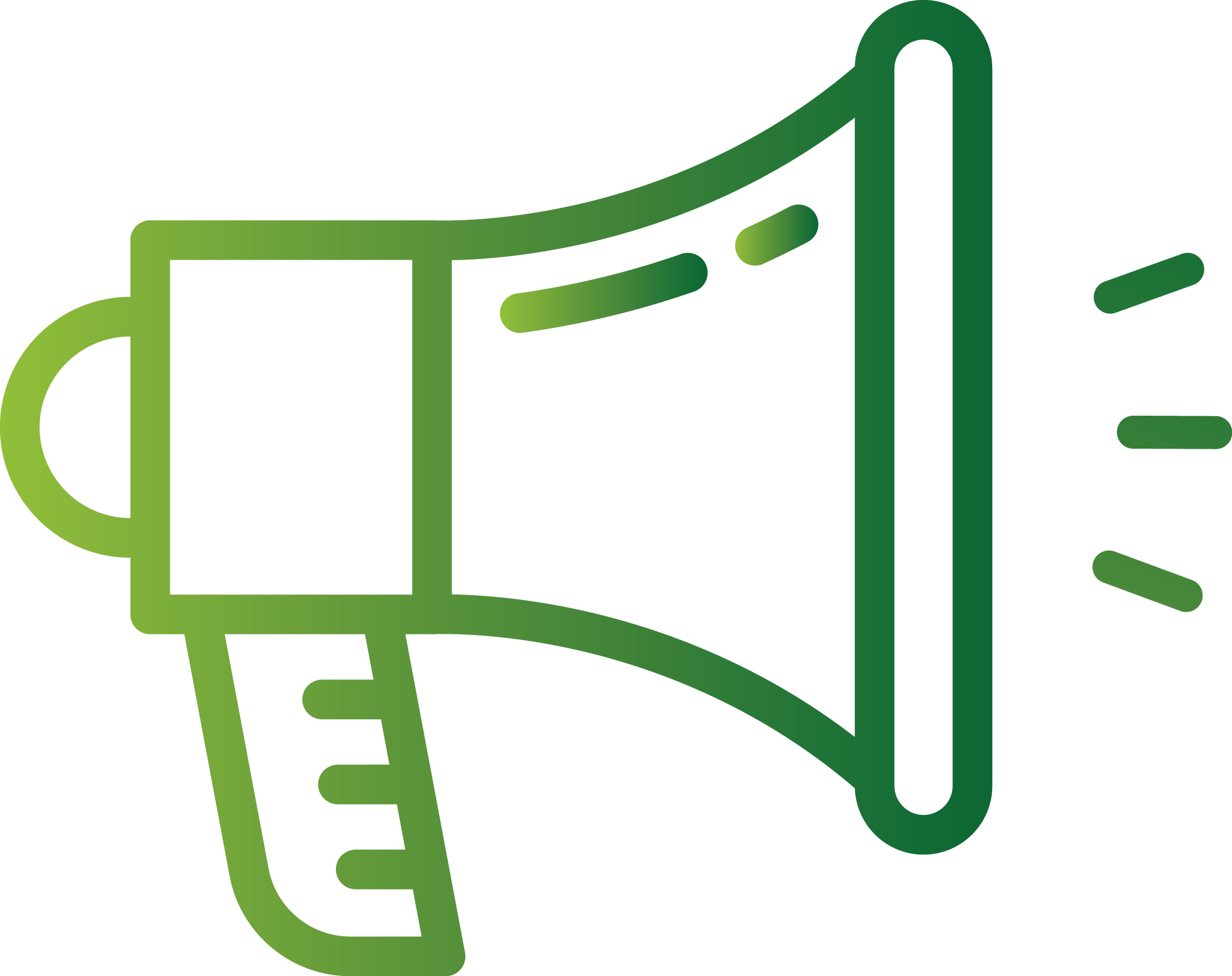 Green Gradient Megaphone Line Icon with Waves