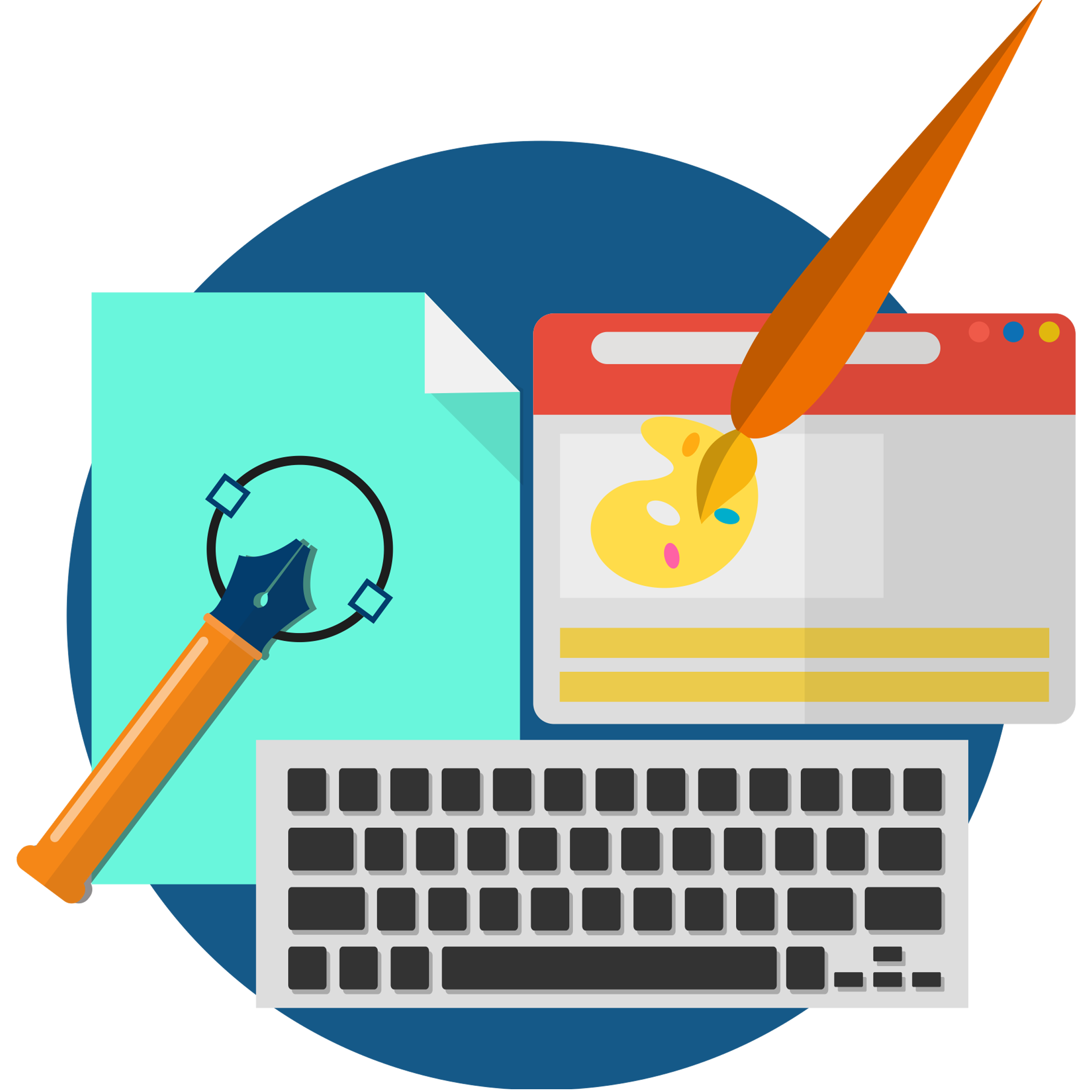 Flat Pen Brush and Browser Design Set