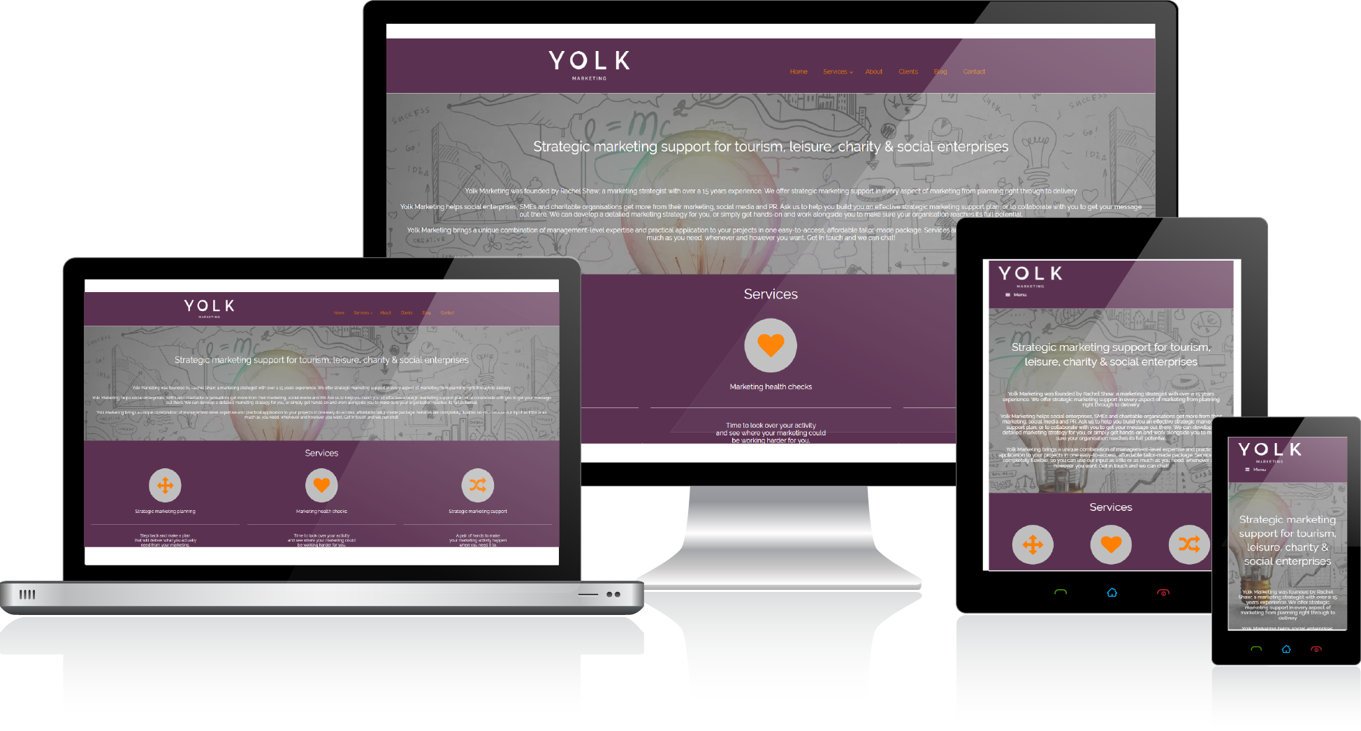 Purple Marketing Website Mockup on Devices