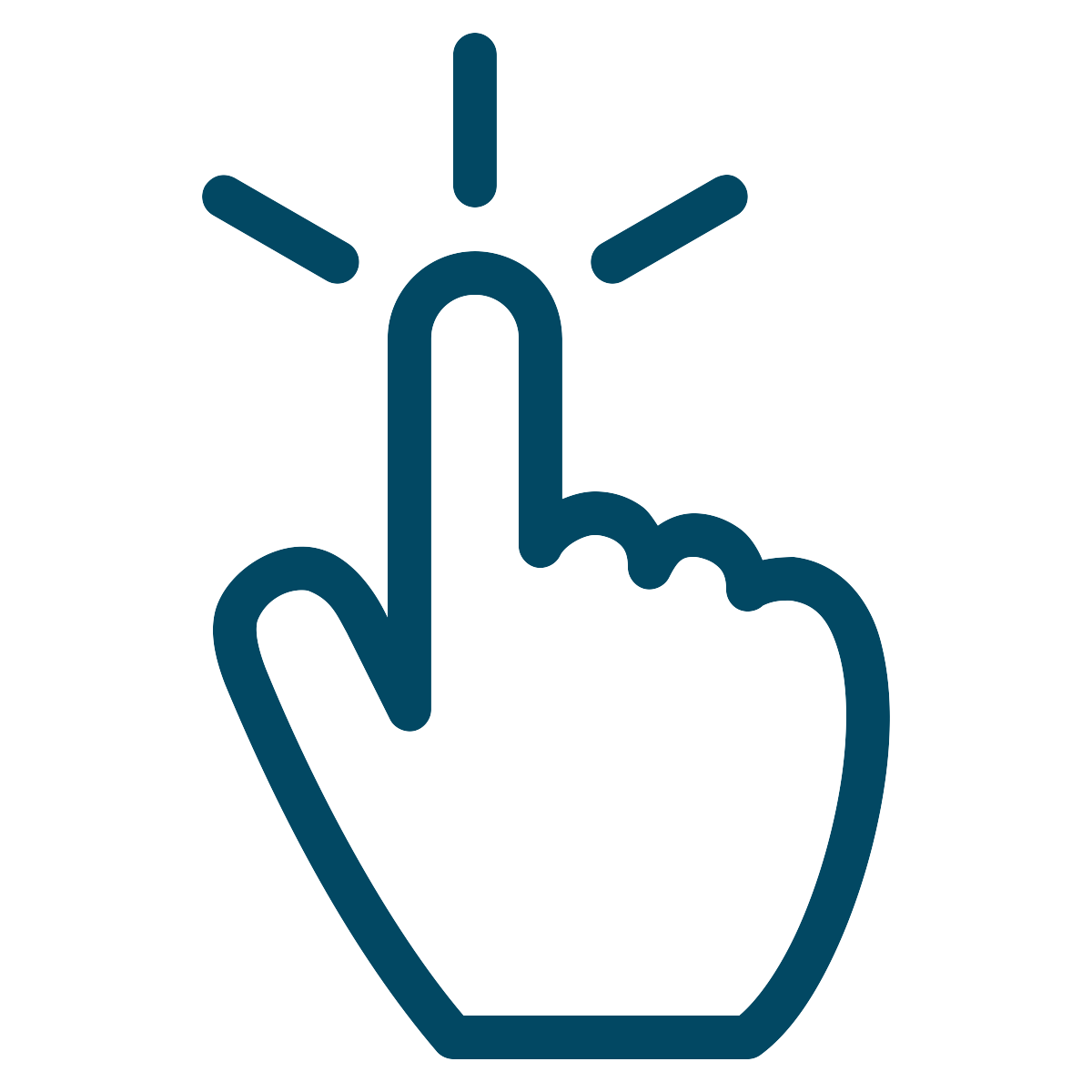 Dark Teal Outline Pointing Hand Click Icon