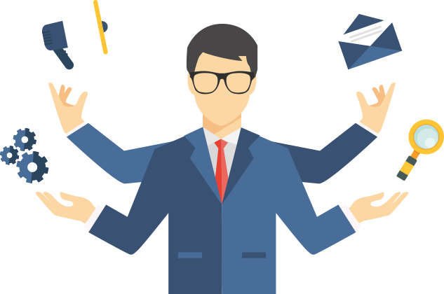 Juggling Businessman in Navy Suit