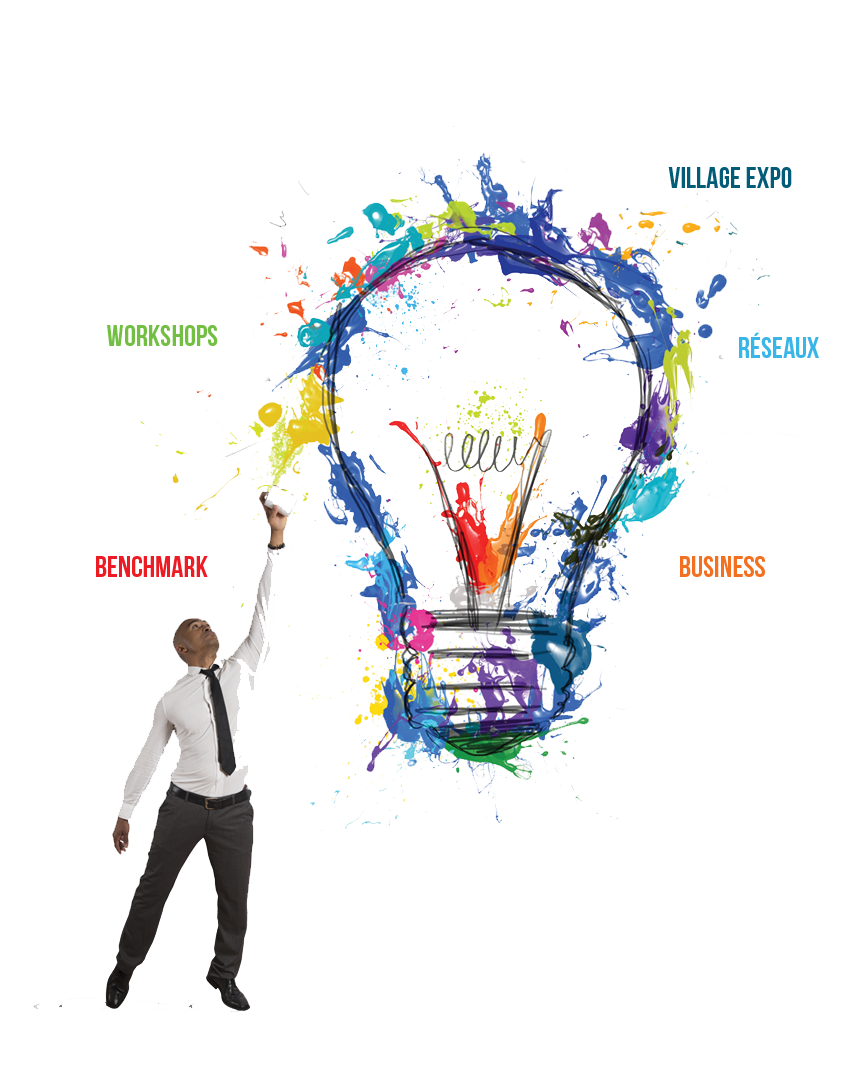 Man Painting Colorful Splash Light Bulb