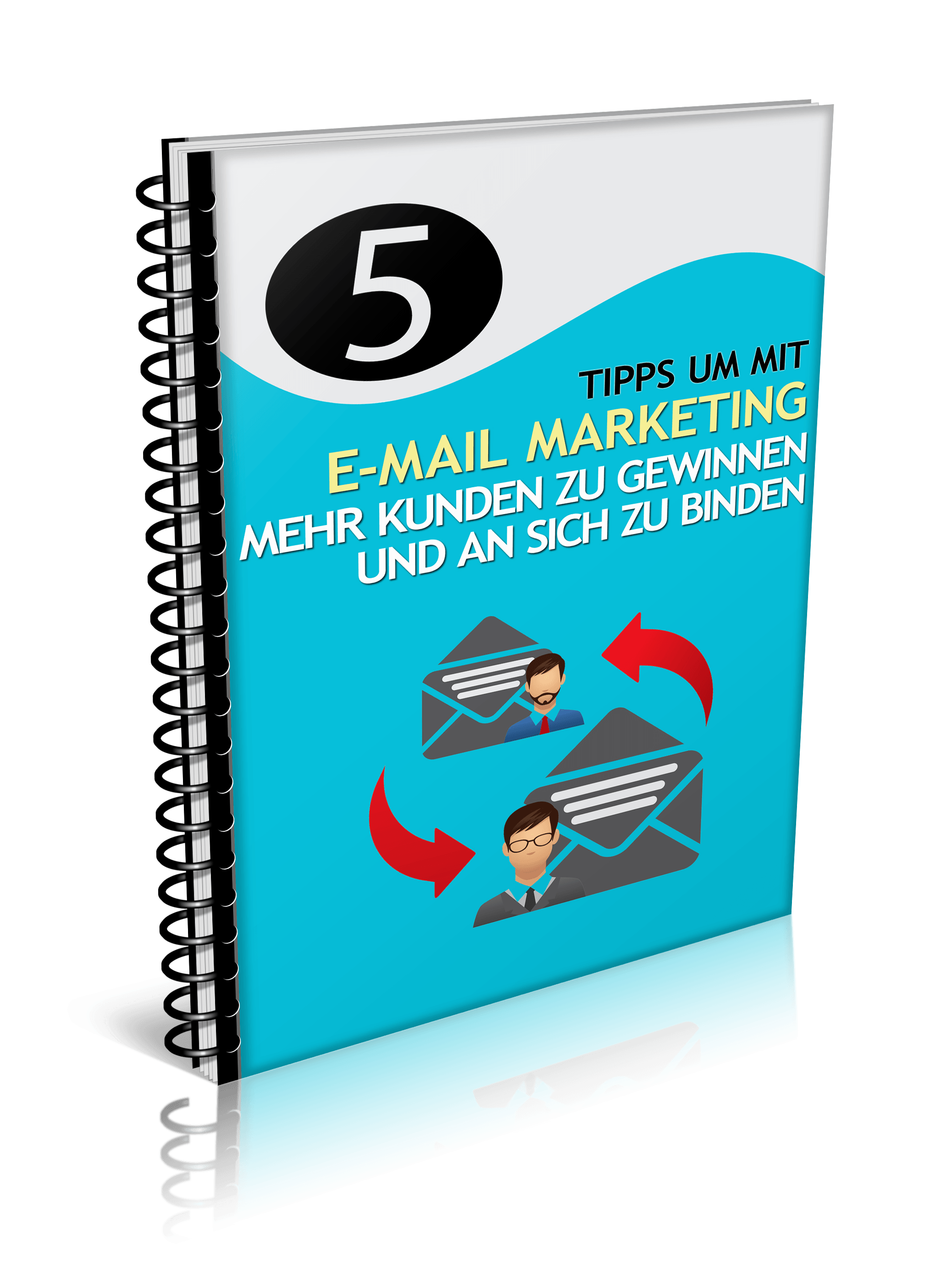 Spiral E-Book Cover with Envelopes and Businessmen