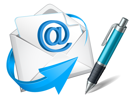 Email Envelope with Blue at Symbol
