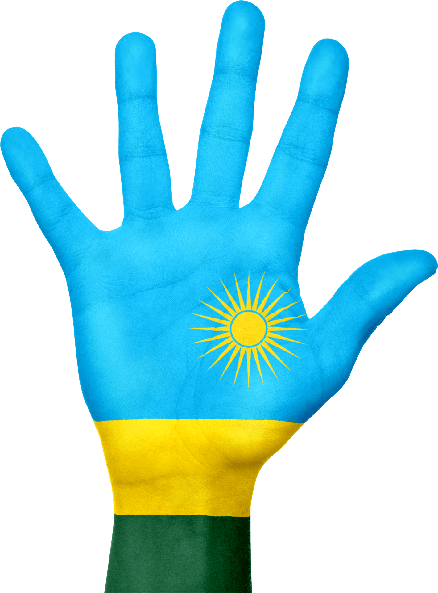 Raised Hand Painted in Blue Yellow Flag Colors
