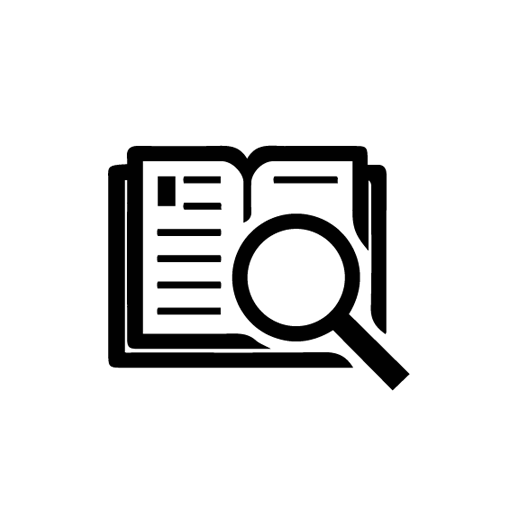 Open Book with Magnifying Glass Line Icon