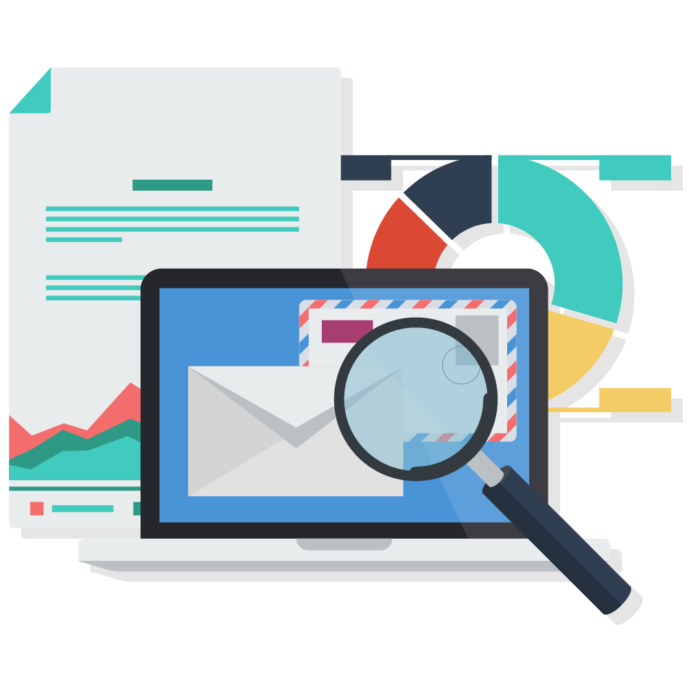 Email Analytics Laptop with Pie Chart