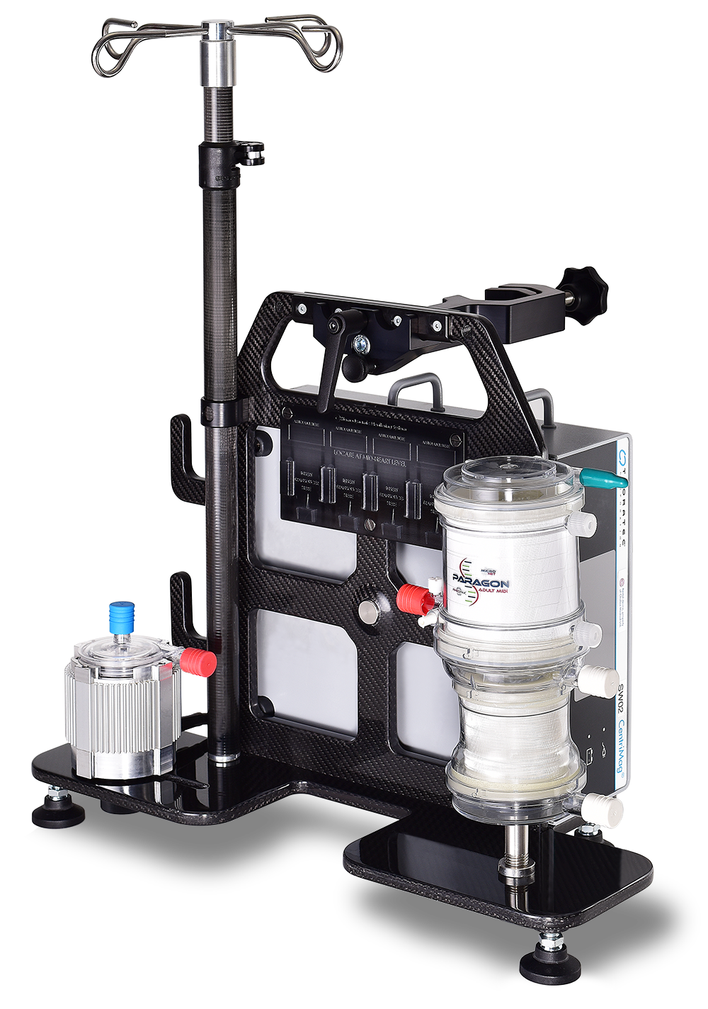 Clear Oxygenator on Black Carbon-Fiber Stand