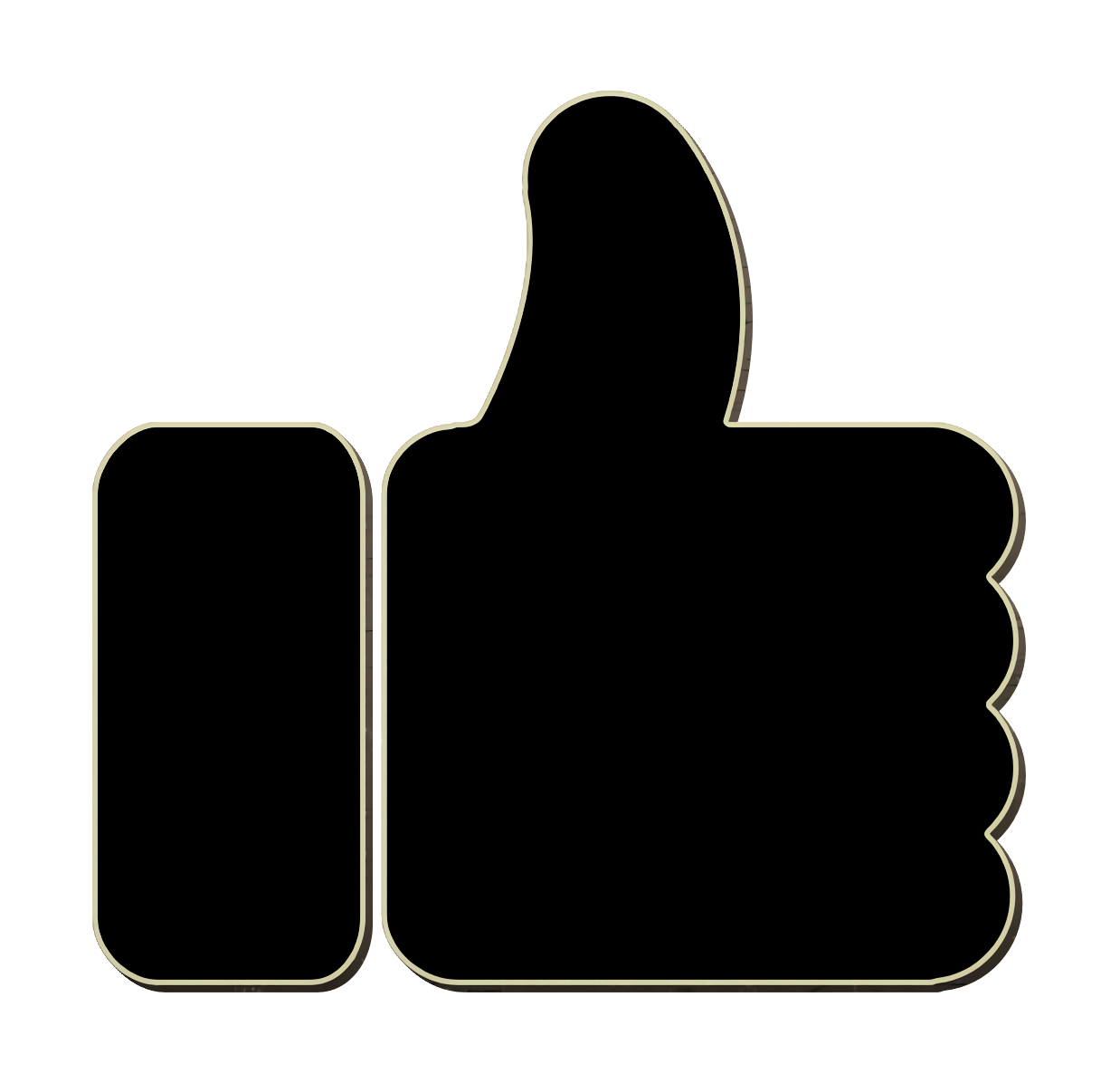 Black Thumbs Up Icon with Cream Outline