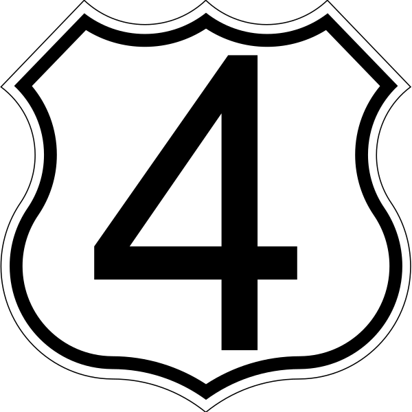 US Route 4 Shield with Black Numeral
