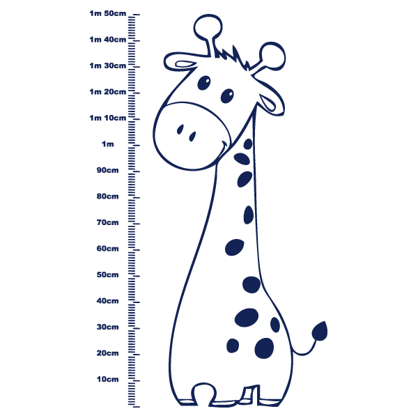 Navy Line Art Giraffe Kids Height Chart