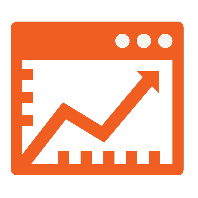 Orange Browser Window with Rising Line Chart