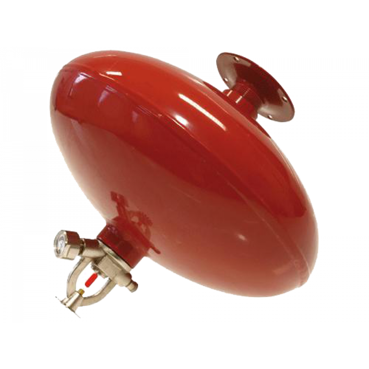 Red Spherical Fire Extinguisher with Brass Gauge