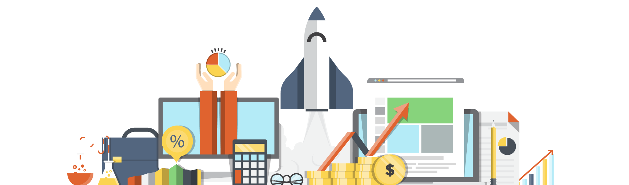 flat design finance computer icons digital marketing