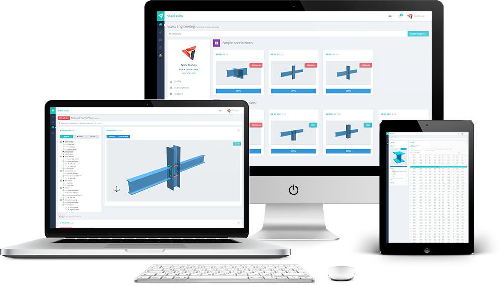Steel Beam Joint Software Mockup Across Devices