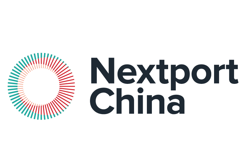 Nextport China Logo with Teal Red Bars