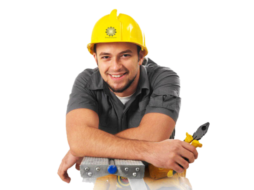 Smiling Tradesman with Yellow Hard Hat