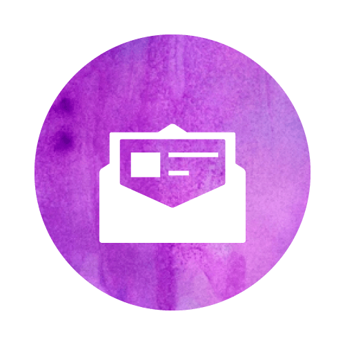 White Open Envelope Icon on Purple Watercolor