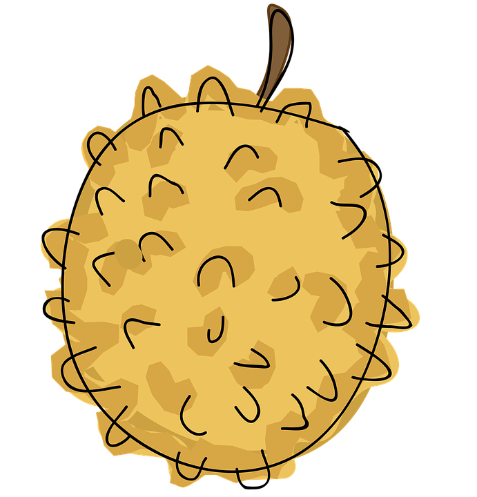Cartoon Durian Fruit with Spiky Yellow Skin
