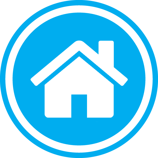 Blue Home Icon with White House Outline