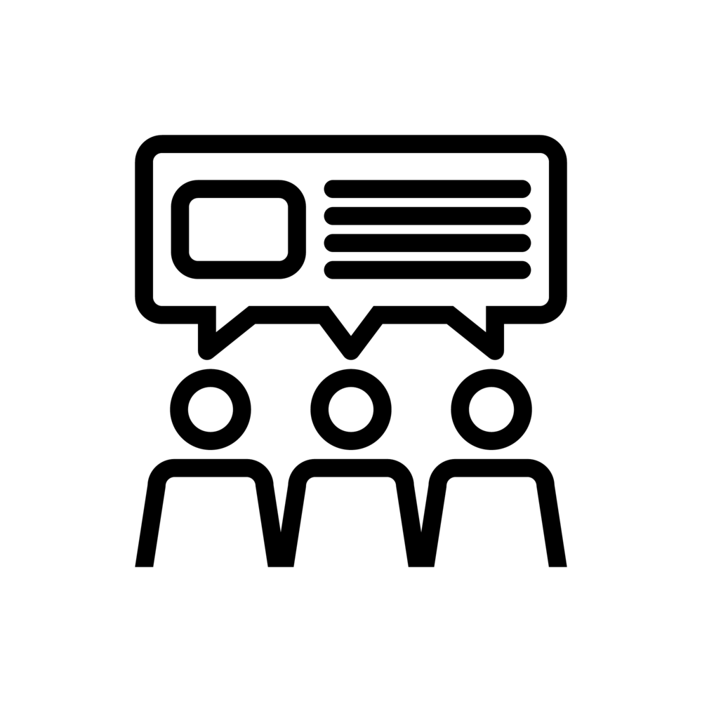 Black Outline Icon Three People Speech Bubble