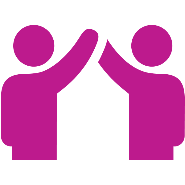 Two Figures High Five Magenta Silhouette Icon
