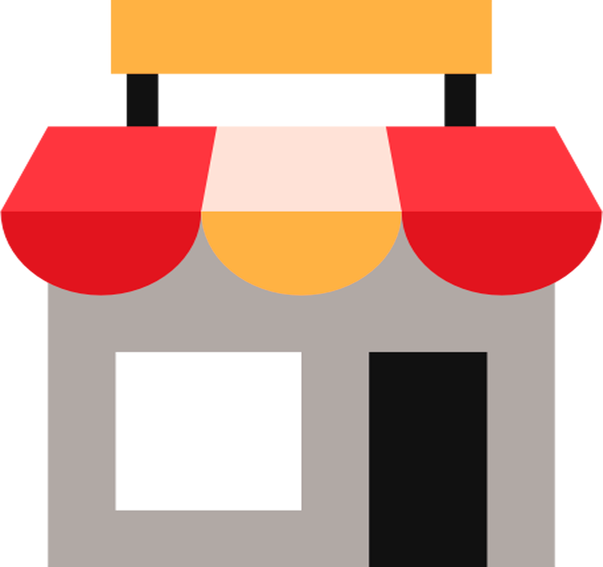 Flat Storefront Icon with Red Scalloped Awning