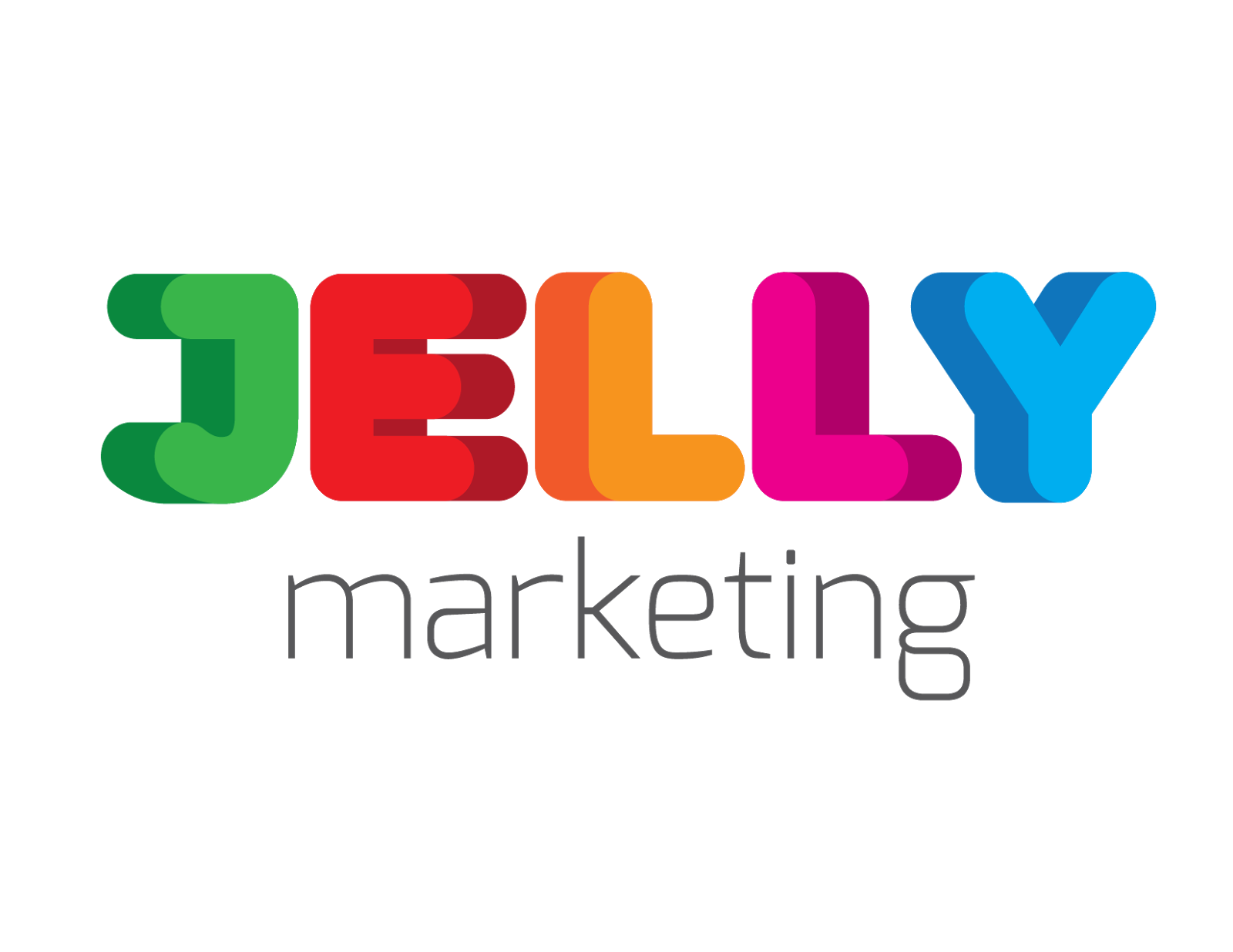 Jelly Marketing Rainbow Logo with Grey Wordmark