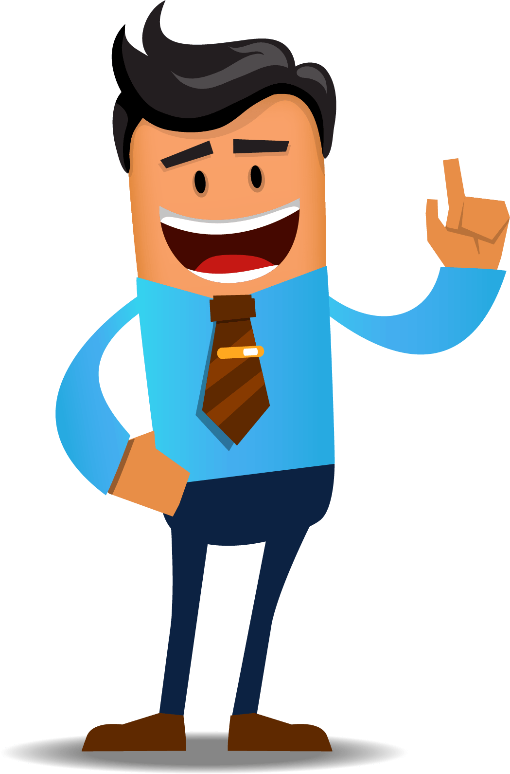 Cartoon Businessman Raising One Finger