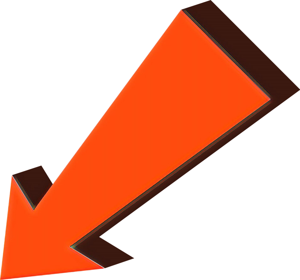 Orange Down-Left Arrow with Brown Shadow