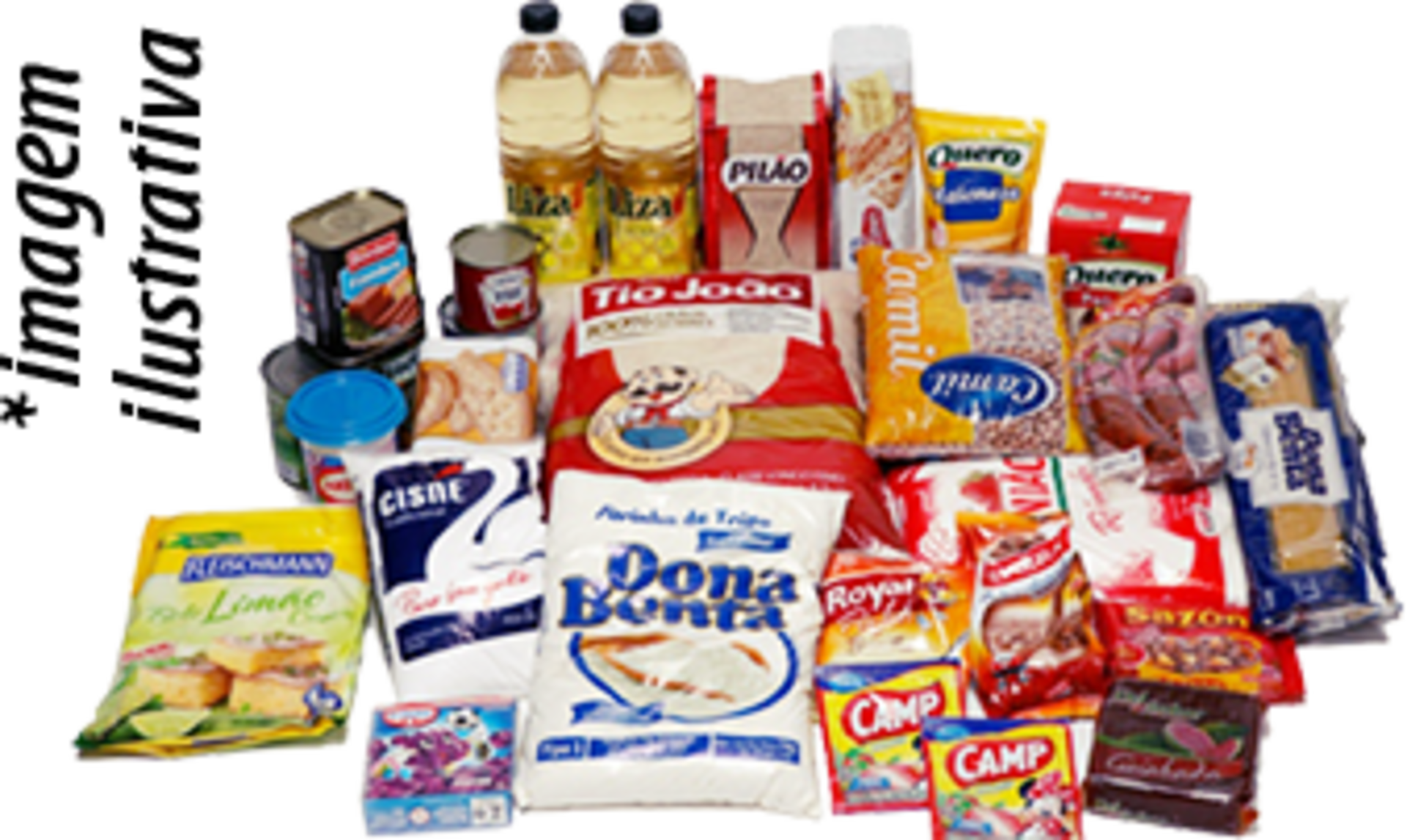 Grocery Basket with Rice, Beans and Flour
