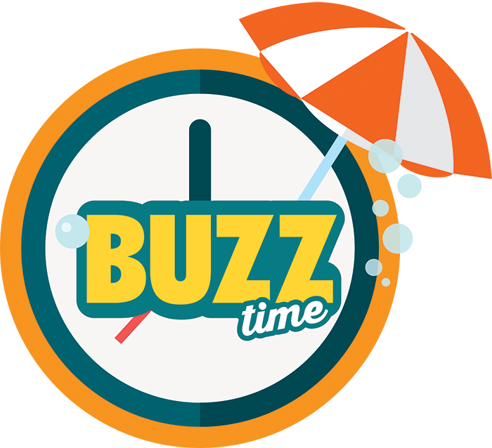 Buzz Time Badge with Orange Umbrella