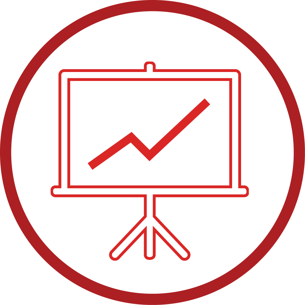 Red Line Icon Presentation Board Growth Graph