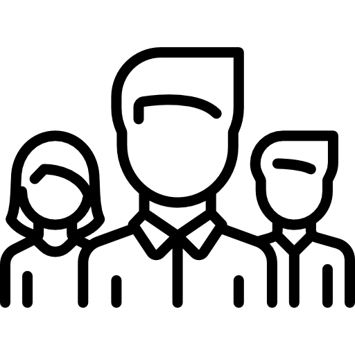 Black Line Icon of Three People Together