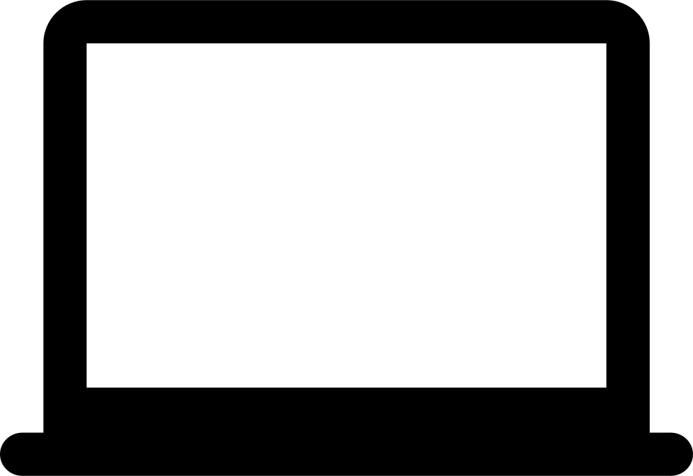 Black Flat Laptop Icon with Blank Screen