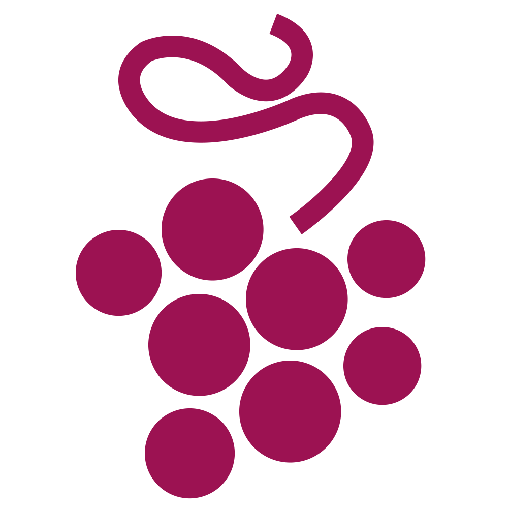 Flat Magenta Grape Cluster with Curly Stem