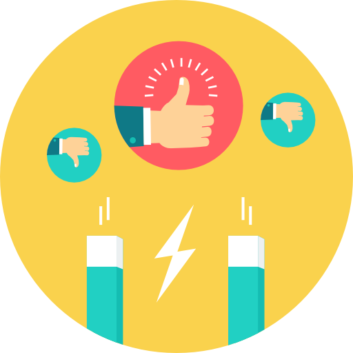 Magnet with Flat Thumbs-Up and Thumbs-Down Icons
