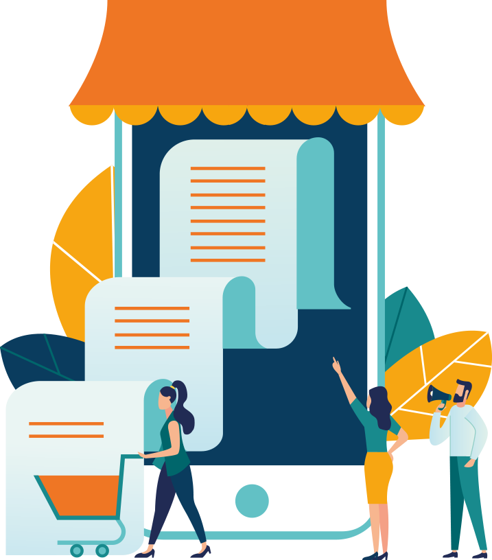 Flat Phone Storefront with Shopping Cart