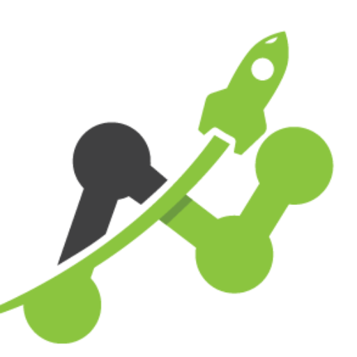 Green Rocket on Curved Growth Arrow