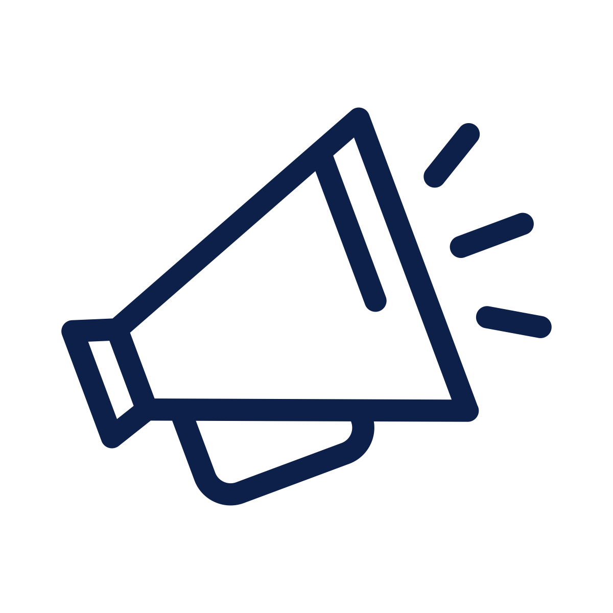 Navy Outline Megaphone Icon with Sound Lines