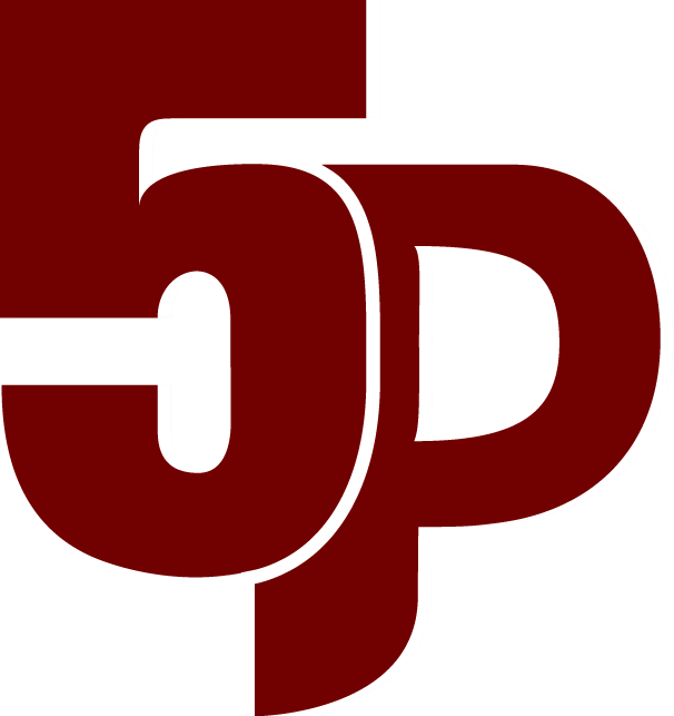 Dark Maroon 5P Monogram with White Outline