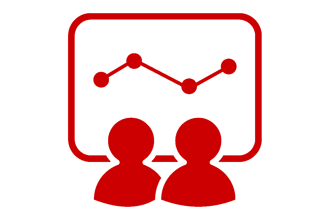 Red Line Chart Icon with Two People