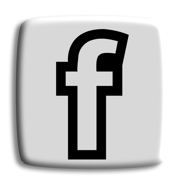 Black Outlined Facebook Icon on Grey Square