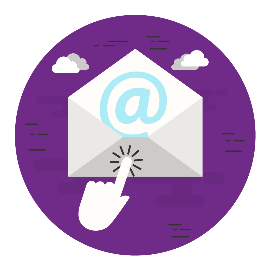 Open Envelope with Blue at Sign