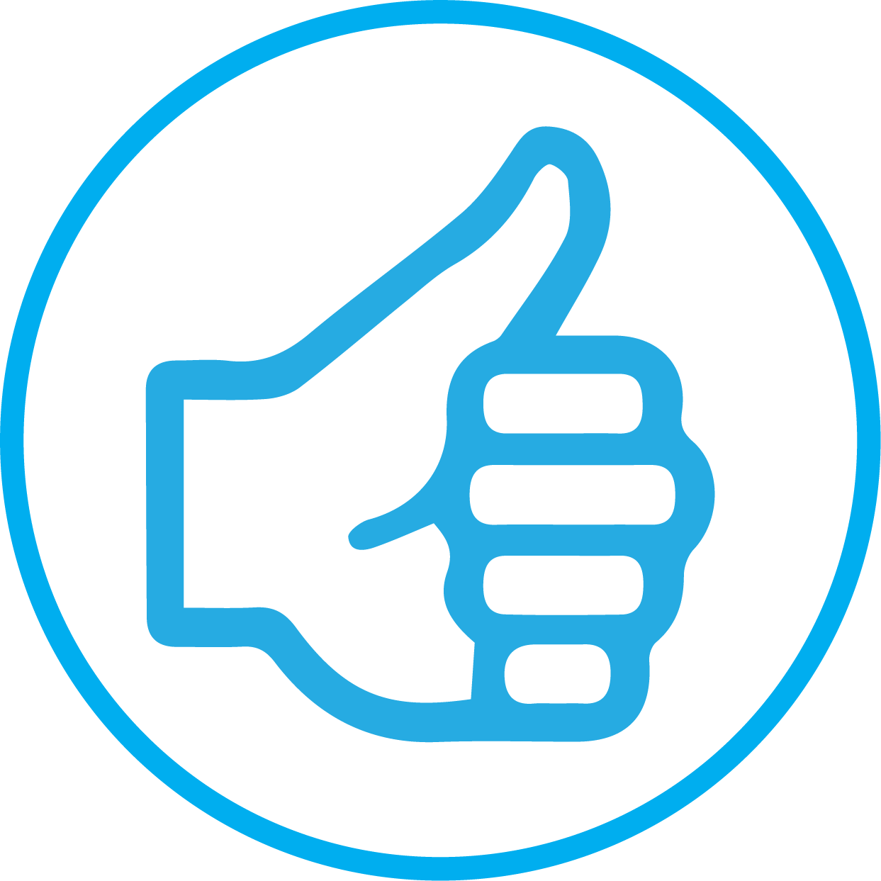 Blue Outlined Thumbs-Up Icon in Circle