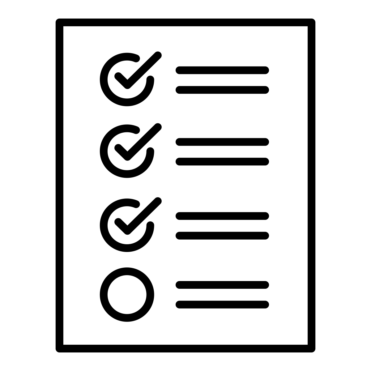 Black Line Checklist Icon with Three Checks