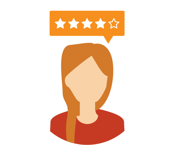 Woman with Auburn Hair Five-Star Review Icon